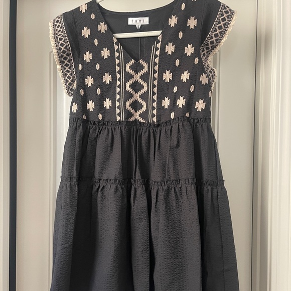 THML Embroidered tiered dress